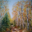 Cesta podzimním lesem, olej 40x50