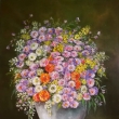 Kytice v b�l� v�ze, olej 50x60