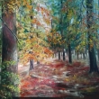 Procházka podzimním lesem, olej plátno  na sololitu 90x80