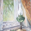 Za�l� �asy, olej 50x60