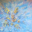 Hra v�tru s listy, akryl, struktura, 80x80 prod�no